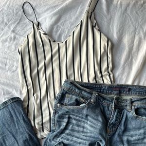 Gaze Black & White Striped Bodysuit Size Medium
